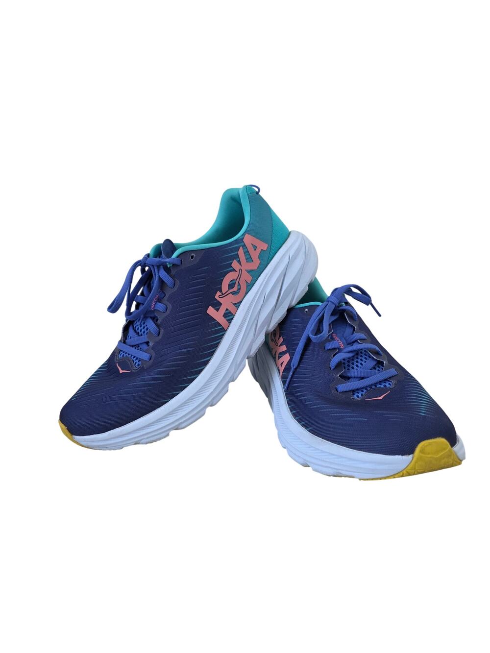 Hoka One One Rincon 3 Running Shoes Blue Aqua Coral Women Size 9.5B Lightweight